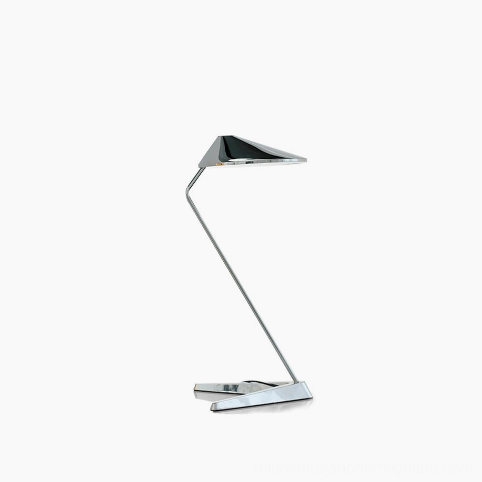 Non table lamp polished chrome angular geometric design studio photography