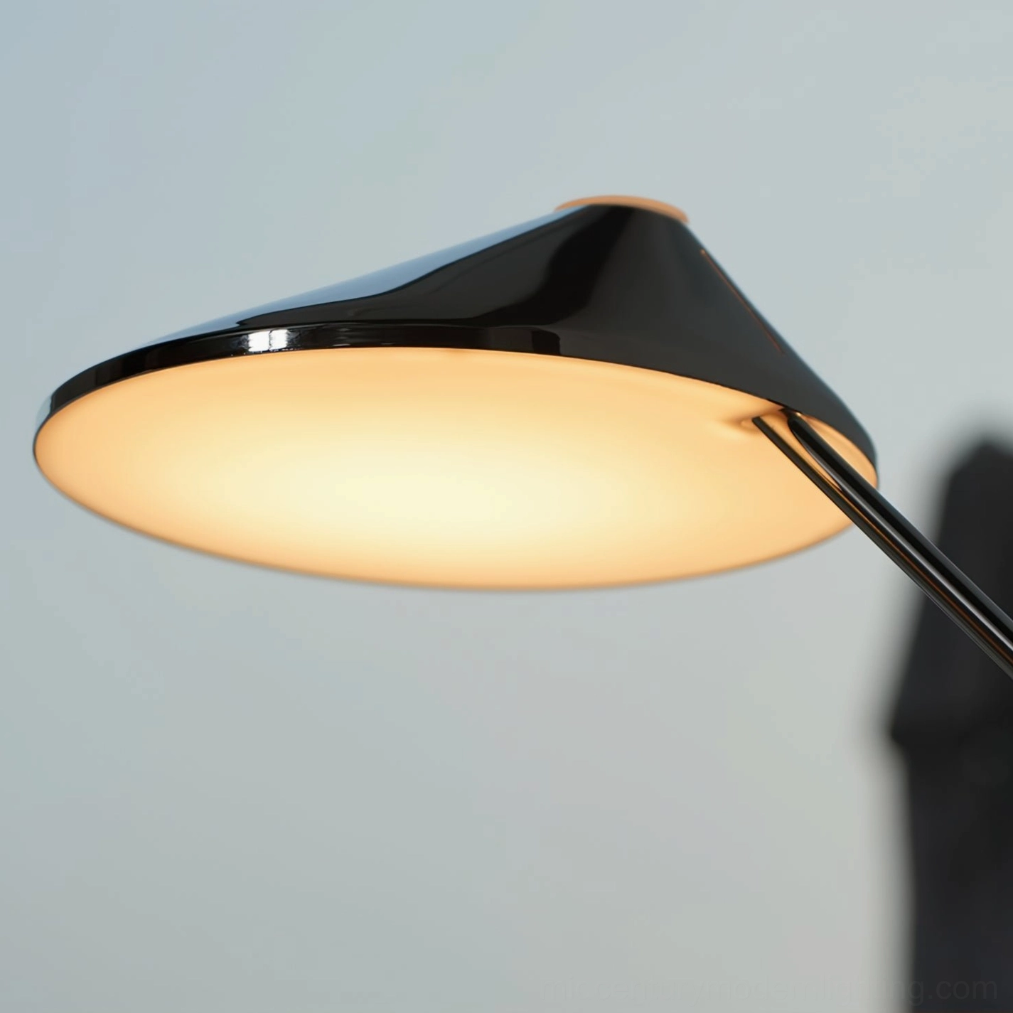 Lit non table lamp warm glow diffused light glossy black cap