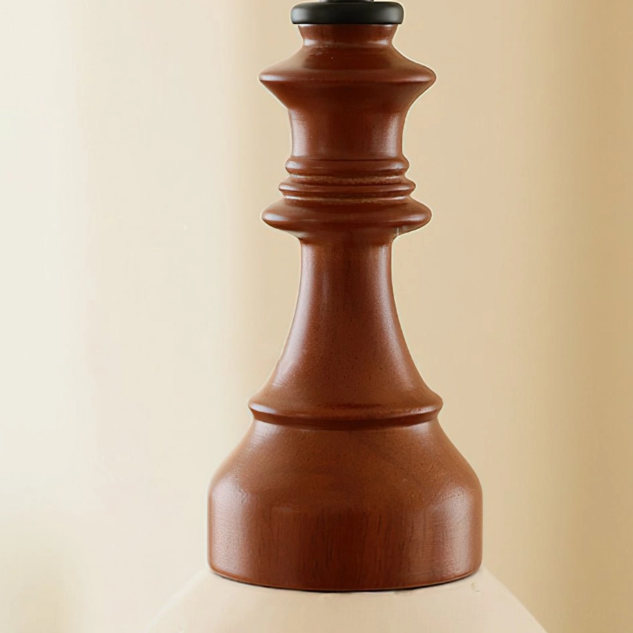 Nonna pendant light wood base detail, turned vintage carved solid wood fixture foundation with hand-crafted design