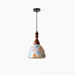 Nonna stained glass mosaic pendant light frontal view with warm vintage aesthetic and hand-crafted glass patterns