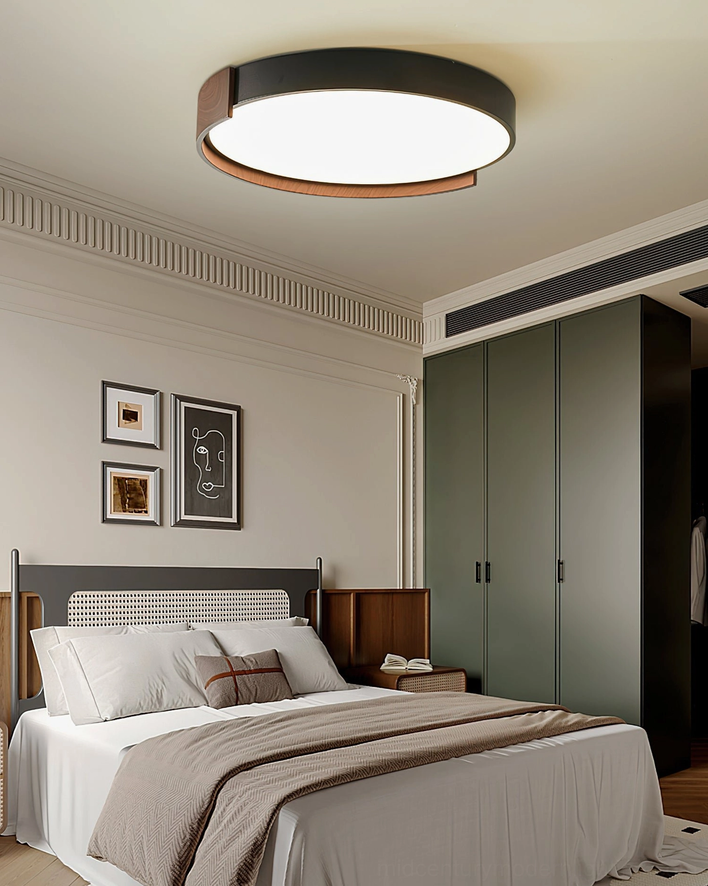 Nordic minimalist ceiling light installation and mounting detail