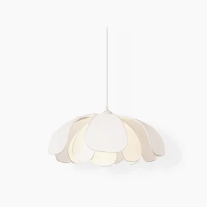 Norm white petal pendant lamp direct frontal view studio shot minimalist nordic design
