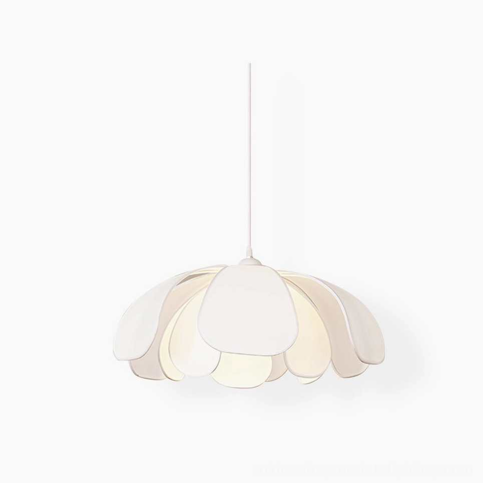 Norm white petal pendant lamp direct frontal view studio shot minimalist nordic design