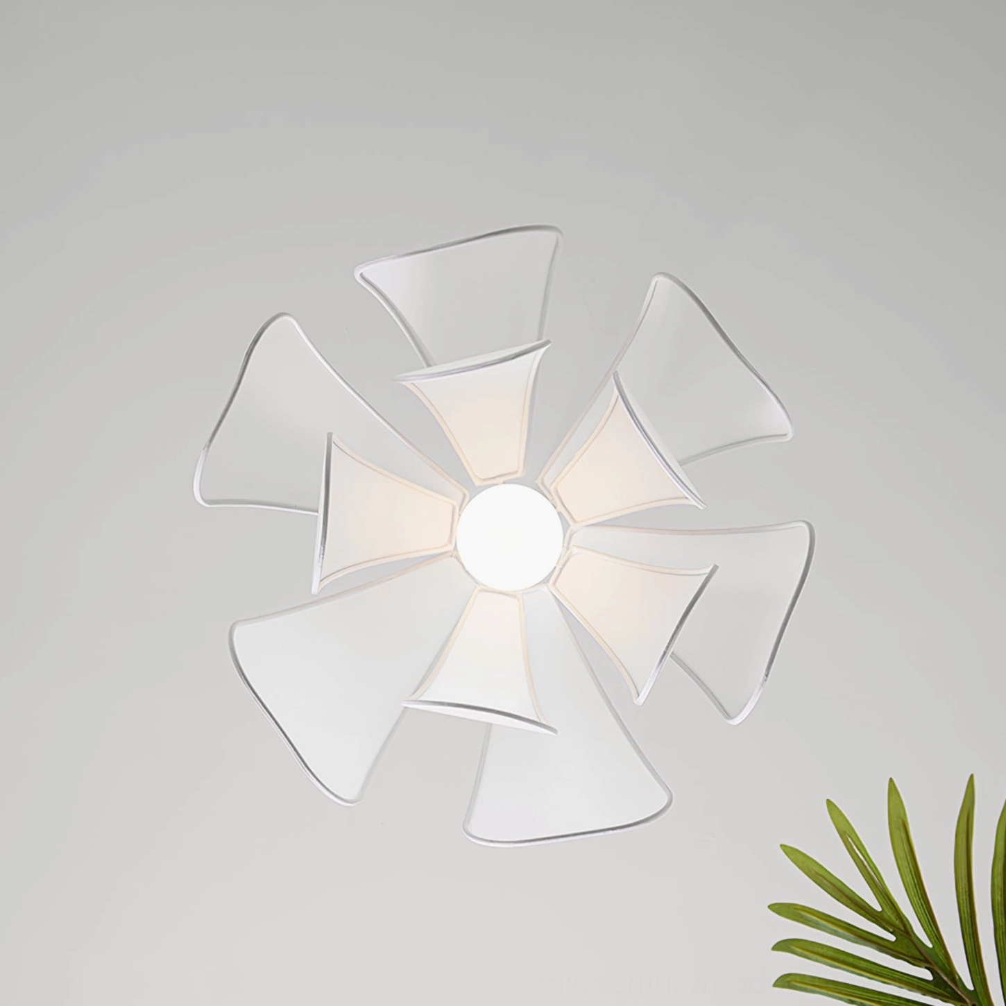 Norm windmill style white petal ceiling lamp minimalist wall with green plant decor