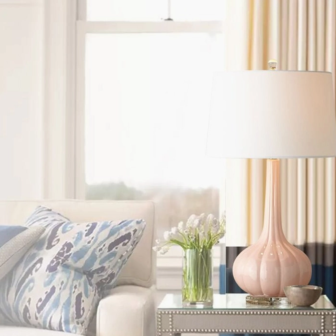 Pink and white ceramic glass table lamp color variant Notte contemporary aesthetic