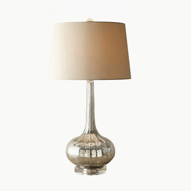 Silver ceramic glass table lamp linen shade Notte mid-century modern luxury lighting