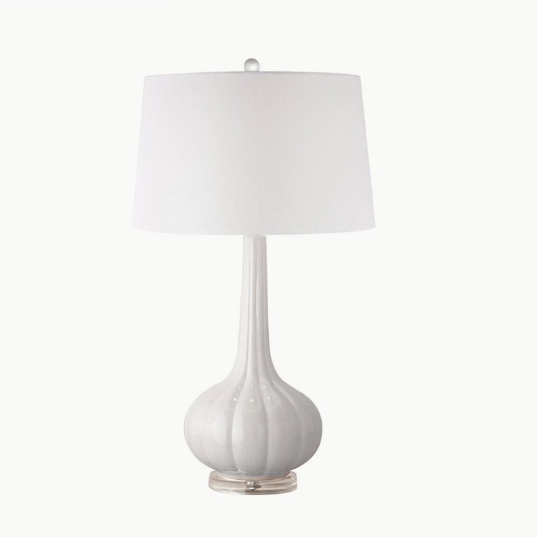 White ceramic glass table lamp Notte minimalist all-white interior design aesthetic