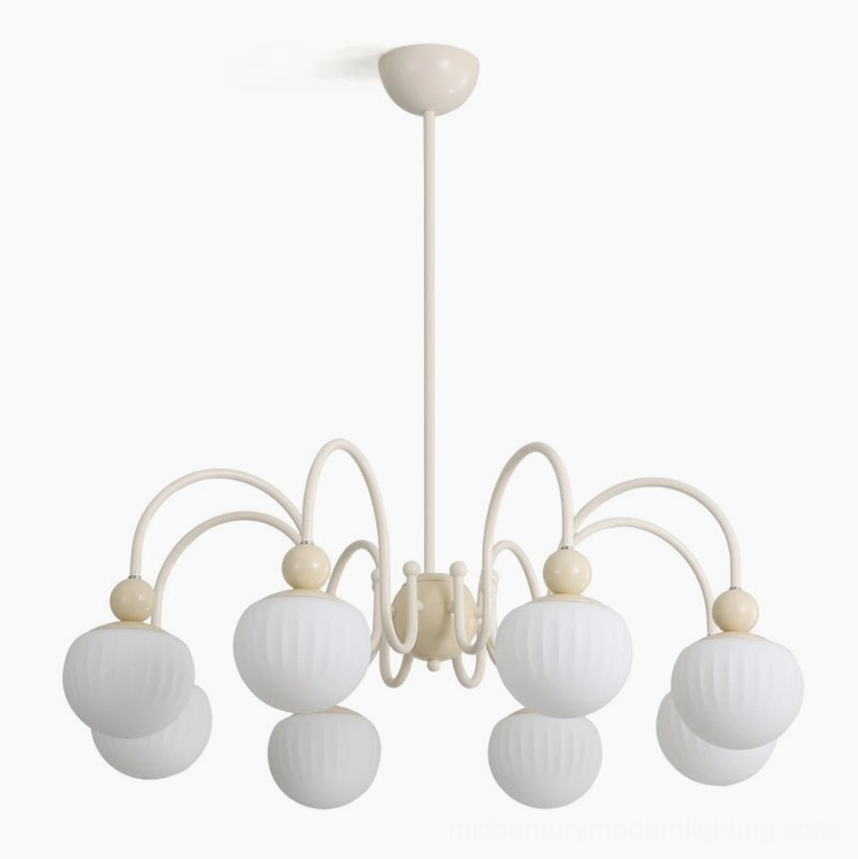 Notti 8-arm chandelier beige finish color option with stepless dimming capability creating customizable ambiance