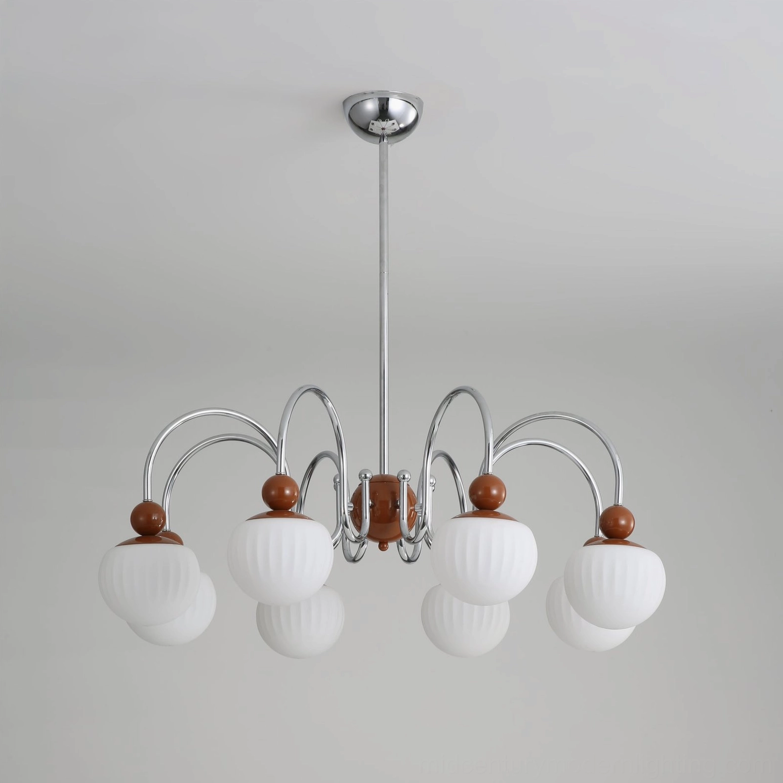 Notti mid-century modern 8-head pendant chandelier with coffee or beige finish option available