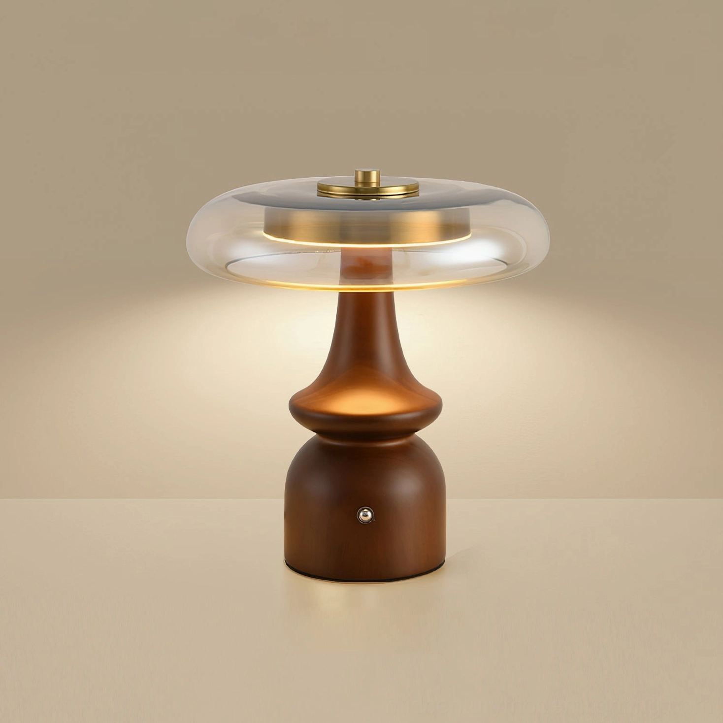 Nova table lamp in modern minimalist living room setting with neutral color palette and contemporary furnishings