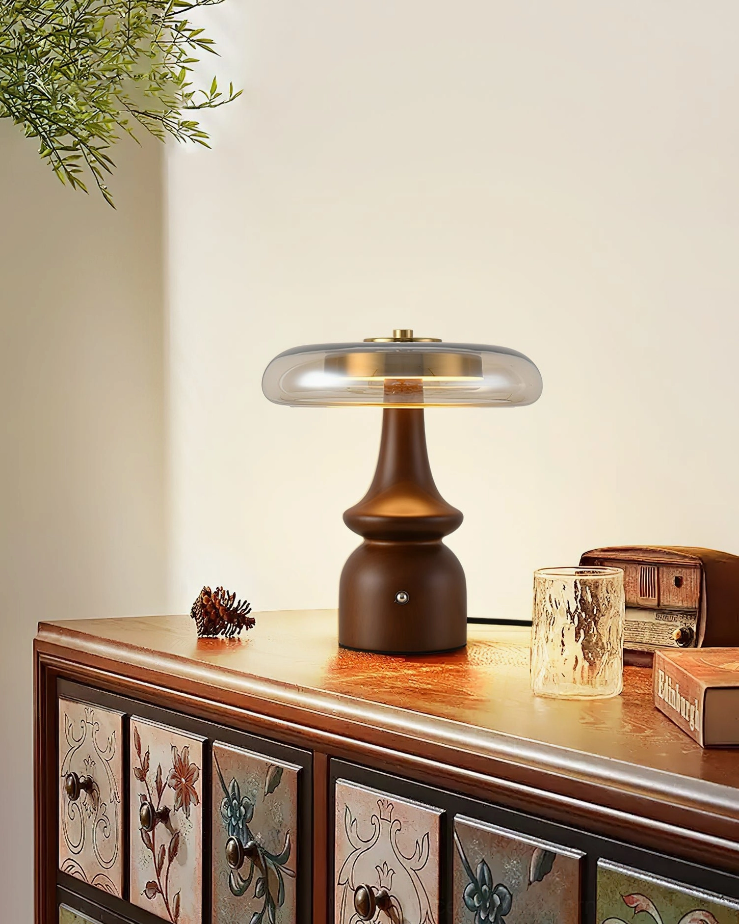 Nova mid-century table lamp office study setting showing neutral light mode for work and productivity tasks