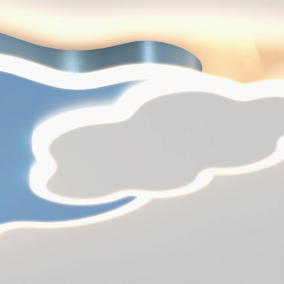 Nuages cloud ceiling lamp creating enchanted bedroom atmosphere with whimsical design