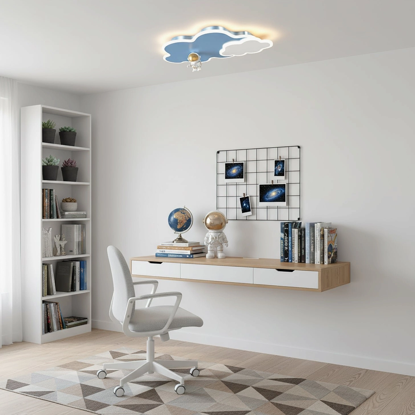 Nuages ceiling light showing cloud-inspired form with clean geometric lines mid-century modern
