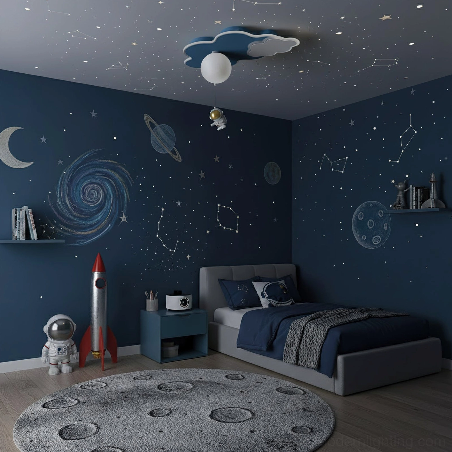 Nuages ceiling light mounting and installation detail in residential interior