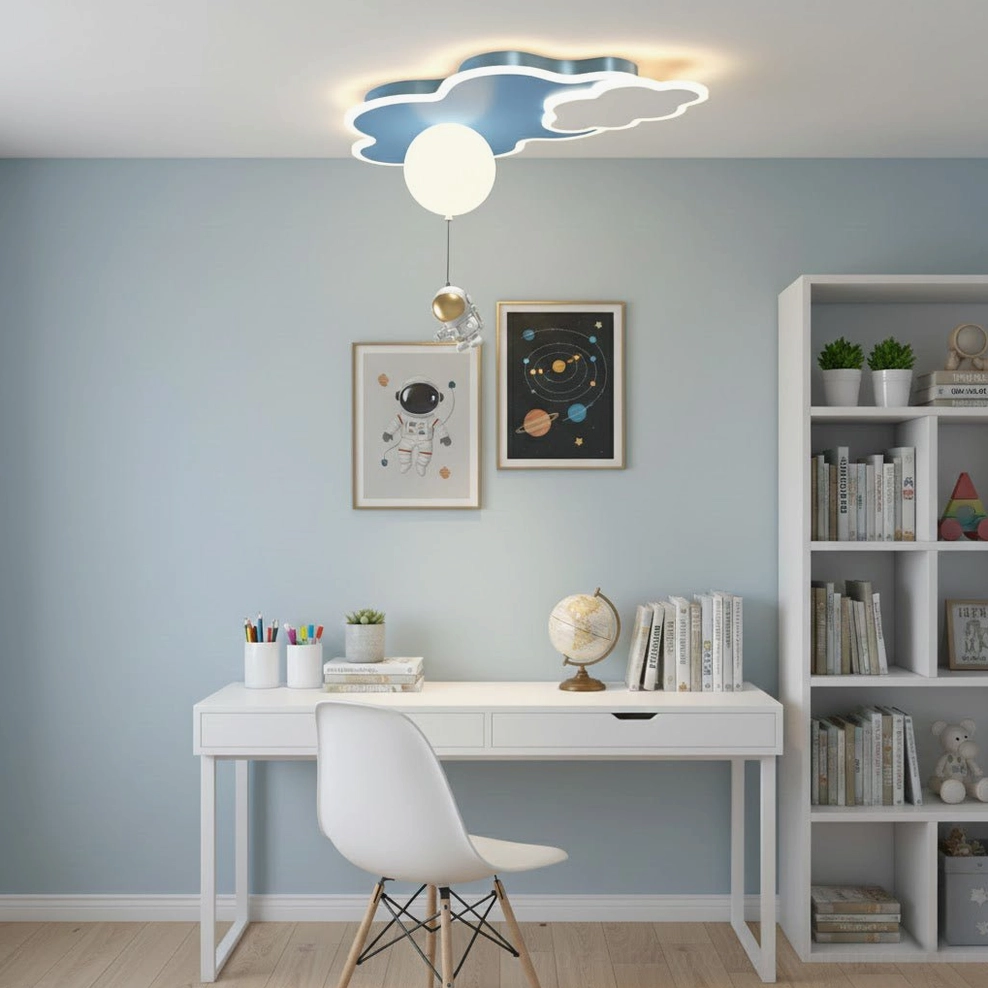 Nuages cloud ceiling light integrated LED system warm light diffusion through acrylic shade
