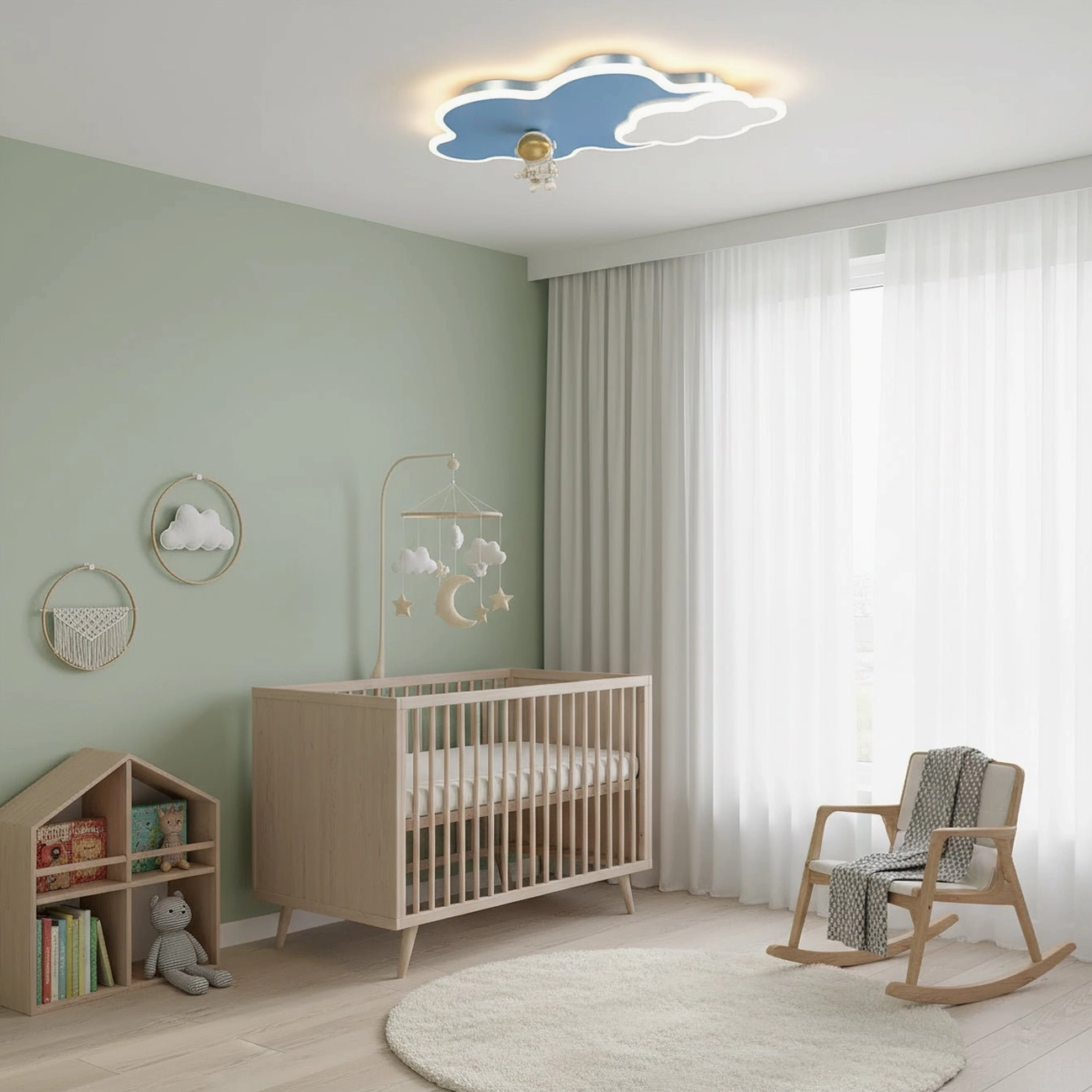 Nuages cloud ceiling lamp model A ultra-slim flush mount profile for tight ceiling spaces
