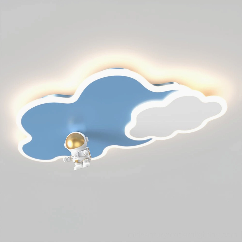 Nuages ceiling light model B warm light casting soft illumination across kids bedroom space