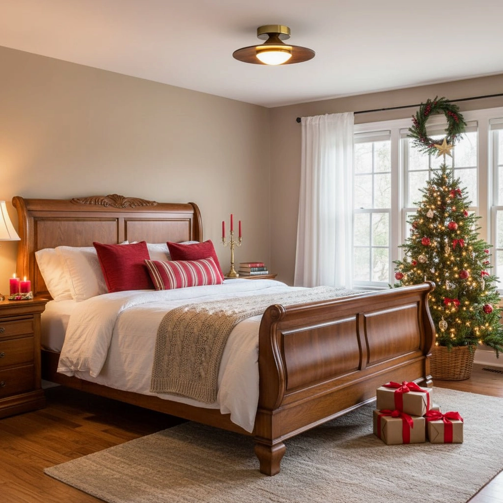 Olav walnut gold ceiling fixture mid-century modern bedroom lighting design