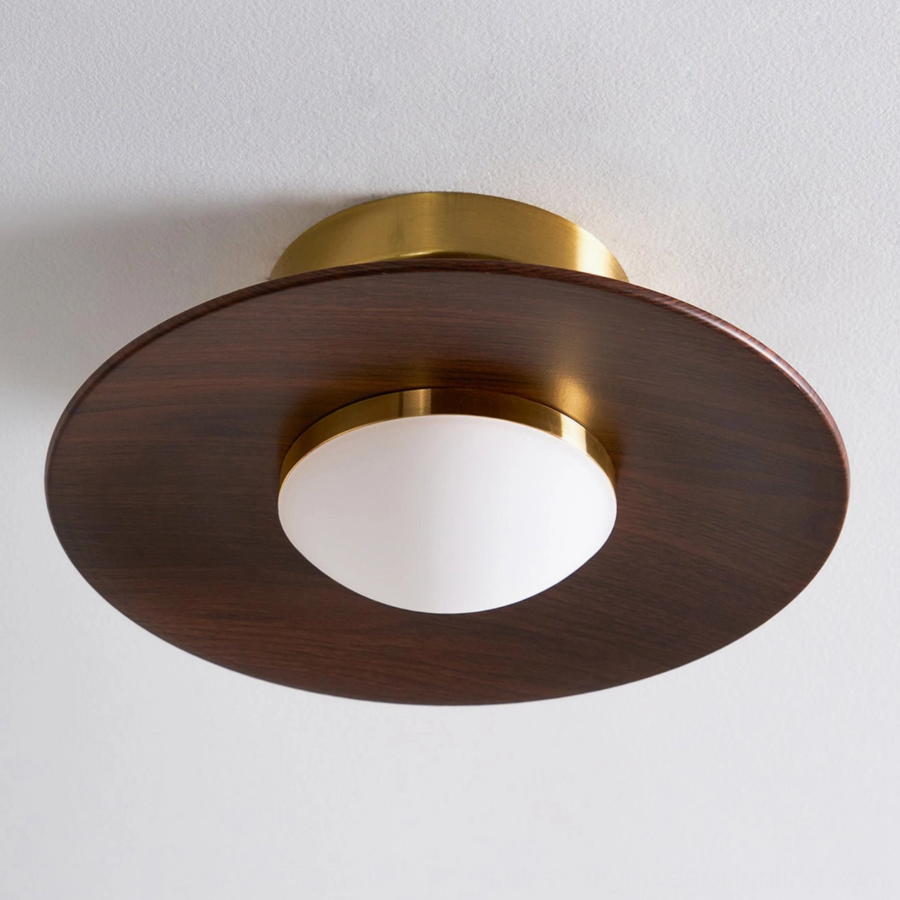 Olav mid-century modern ceiling lamp polished gold metal accent finish close-up