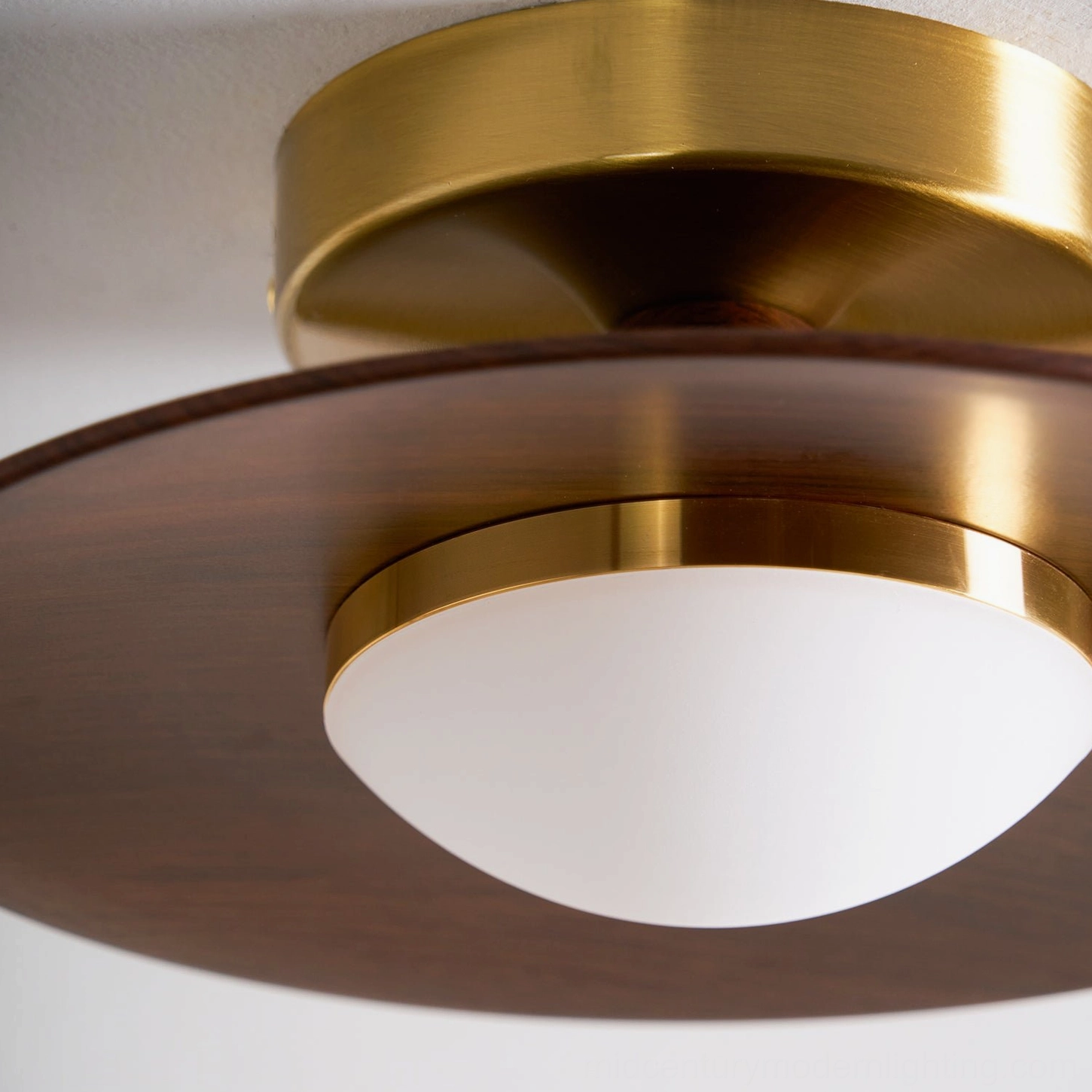 Olav semi-flush ceiling fixture hydro-transfer walnut finish grain texture detail