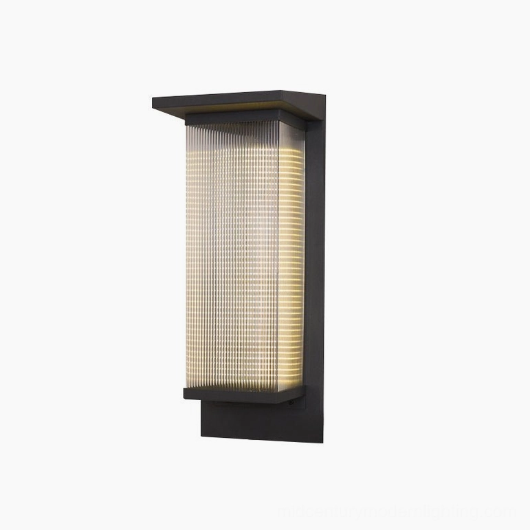 Oleron Box solar outdoor wall lamp Model B, zero-maintenance renewable energy, minimalist black design, professional outdoor fixture
