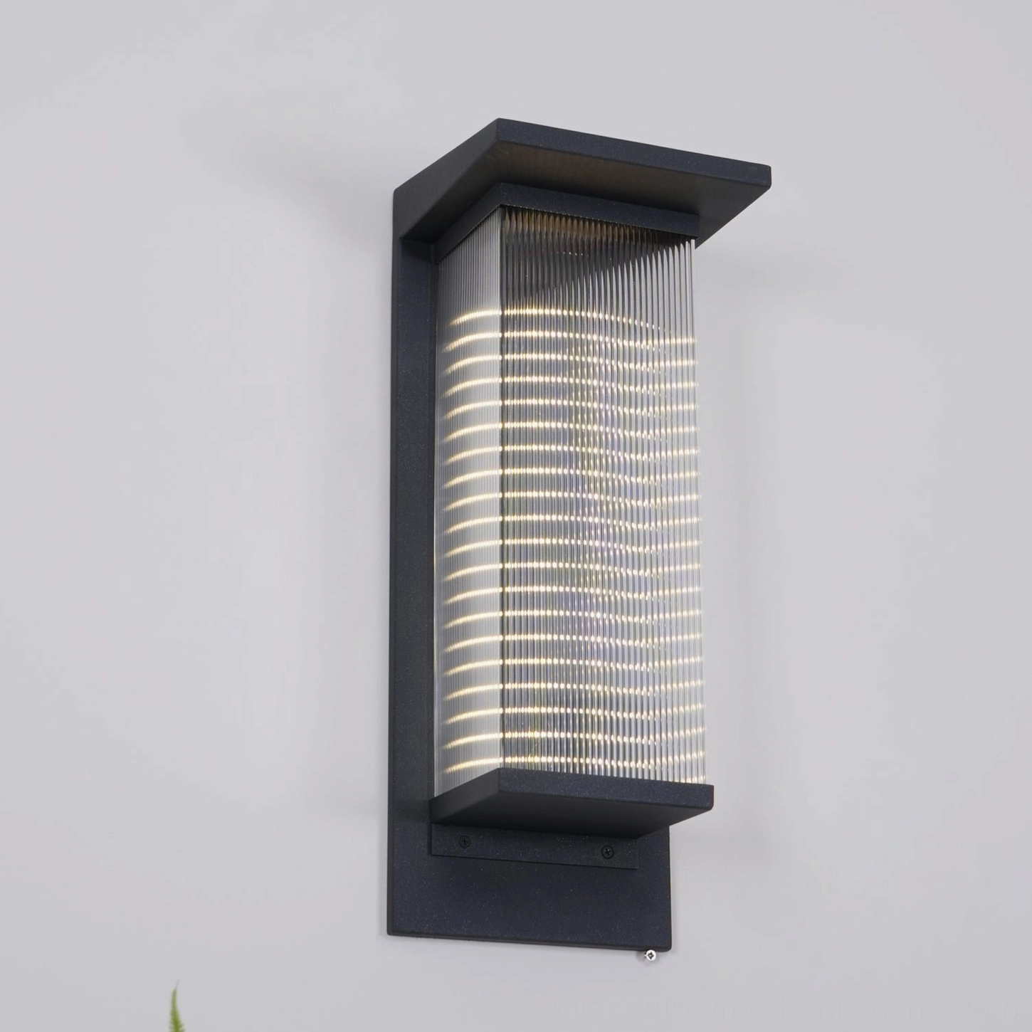 Oleron Box solar outdoor fixture, self-powered wall lamp, integrated solar panel, modern minimalist aesthetic, maintenance-free lighting