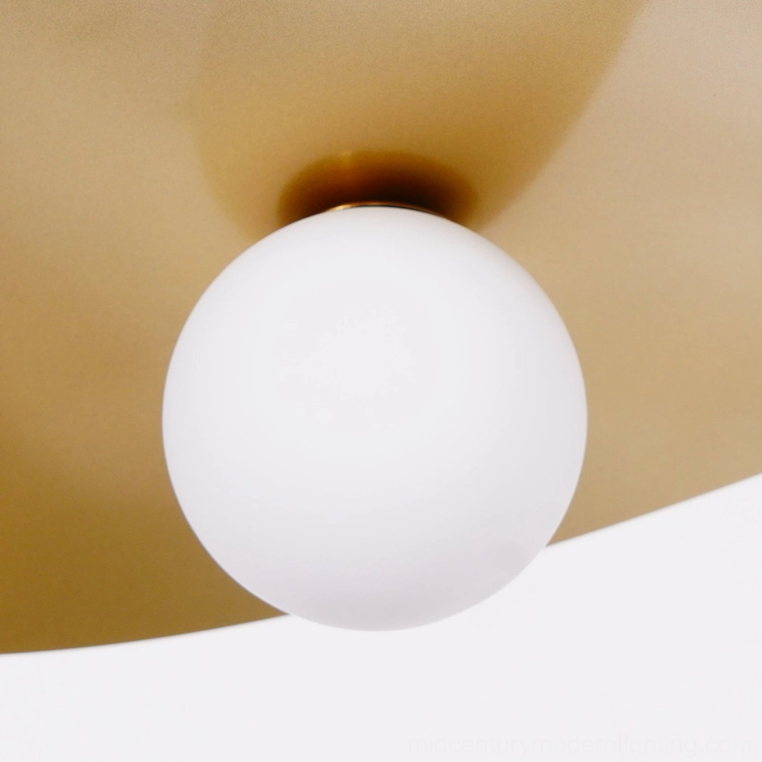 Olivia pendant light detail showing gold brass rod finish and cream petal tone options