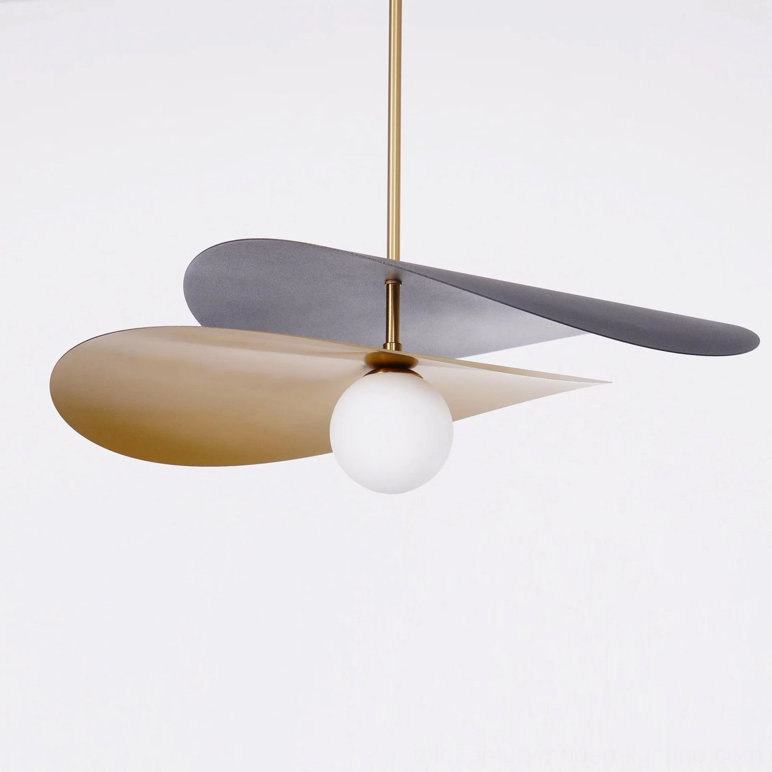 Olivia chandelier side profile showing asymmetric leaf-petal overlap and shadow casting