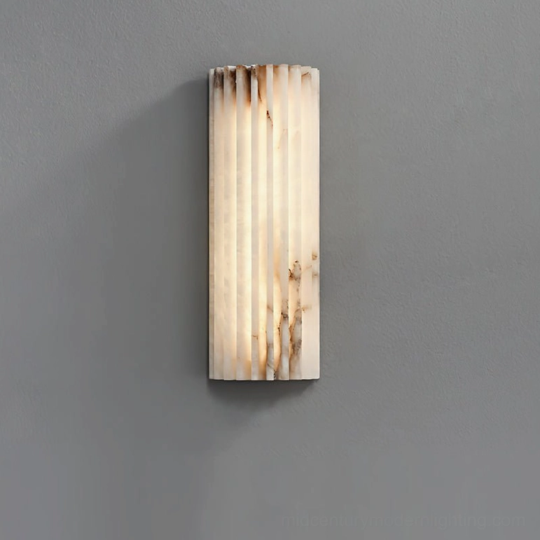 Ondas small alabaster wall sconce 11.8 inches height, perfect for bedside and hallway applications
