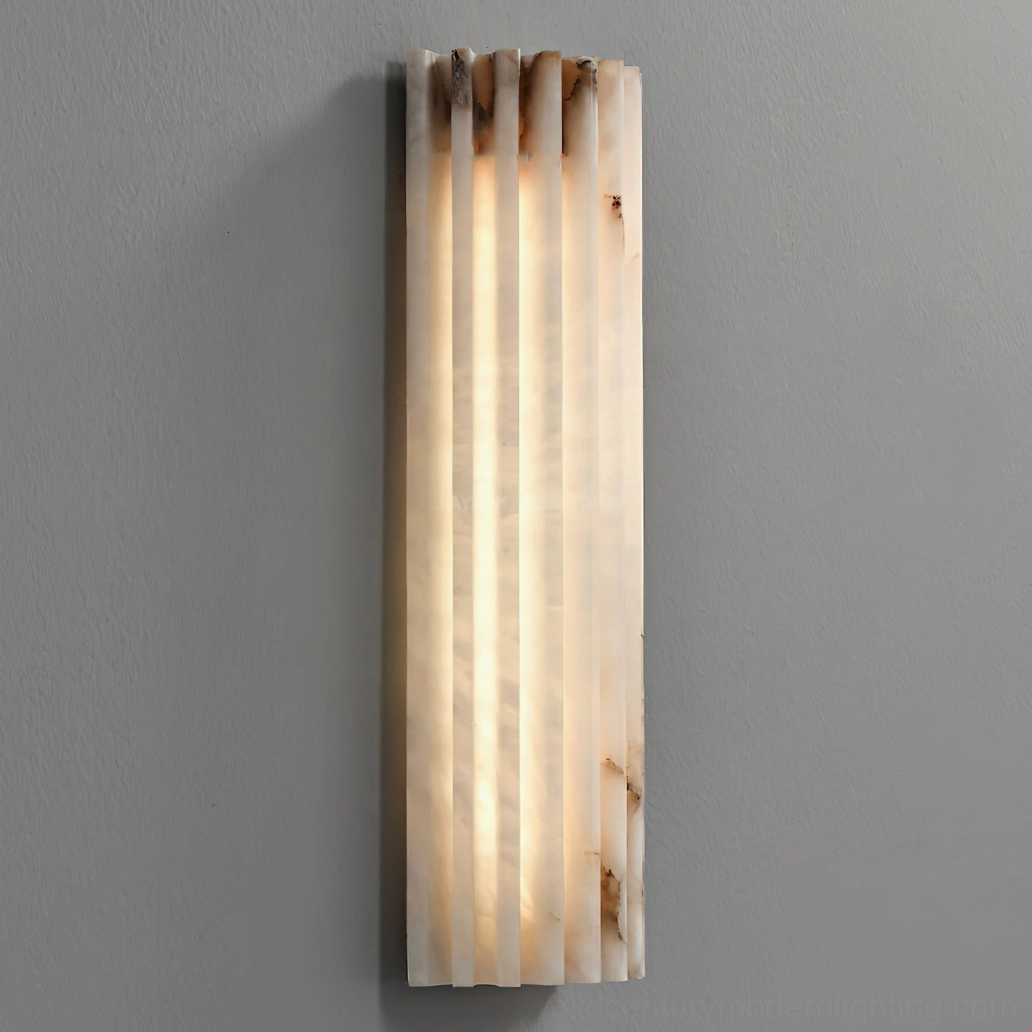Ondas alabaster wall lamp full view showing complete sculptural form and size proportions