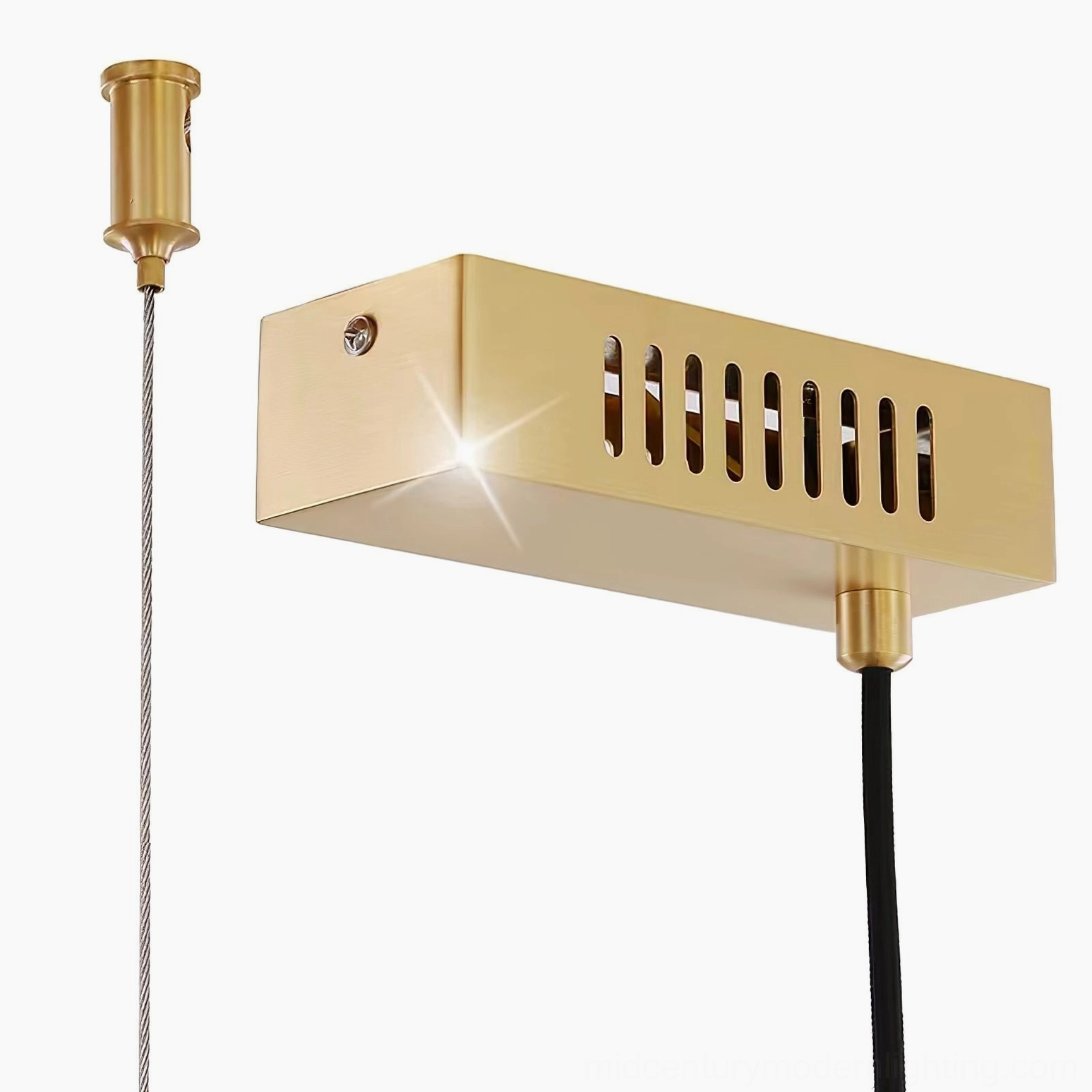 One Word mid-century modern pendant light in scandinavian inspired interior with light wood tones