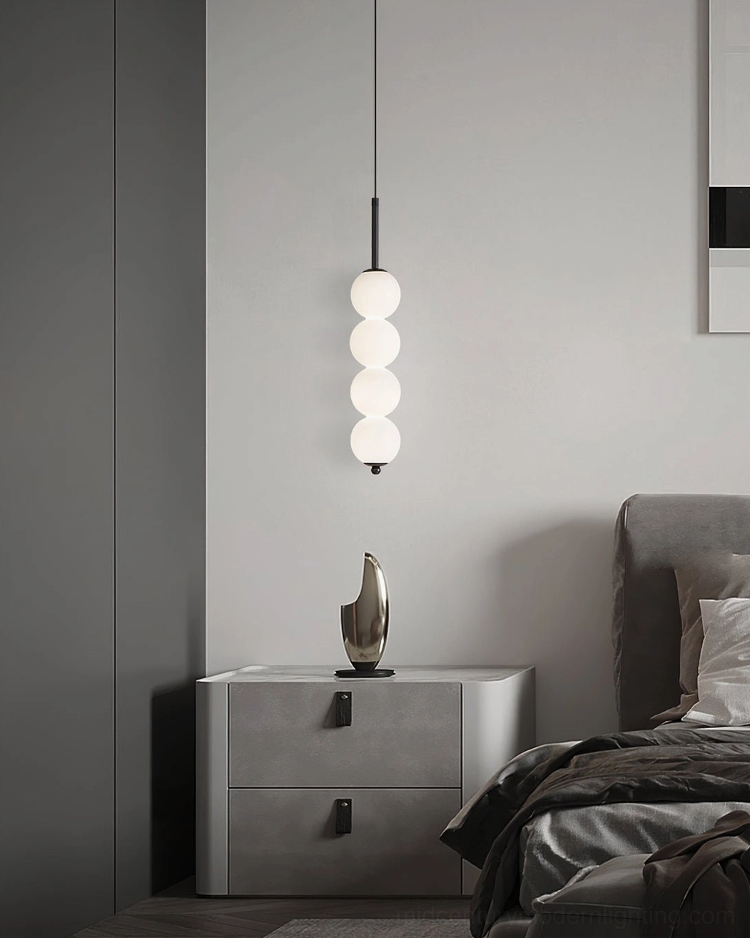 Orbet four-orb pendant lamp with integrated LED neutral light illumination