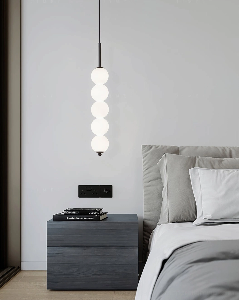 Orbet eight-orb statement pendant lamp with full-length frosted glass sphere arrangement