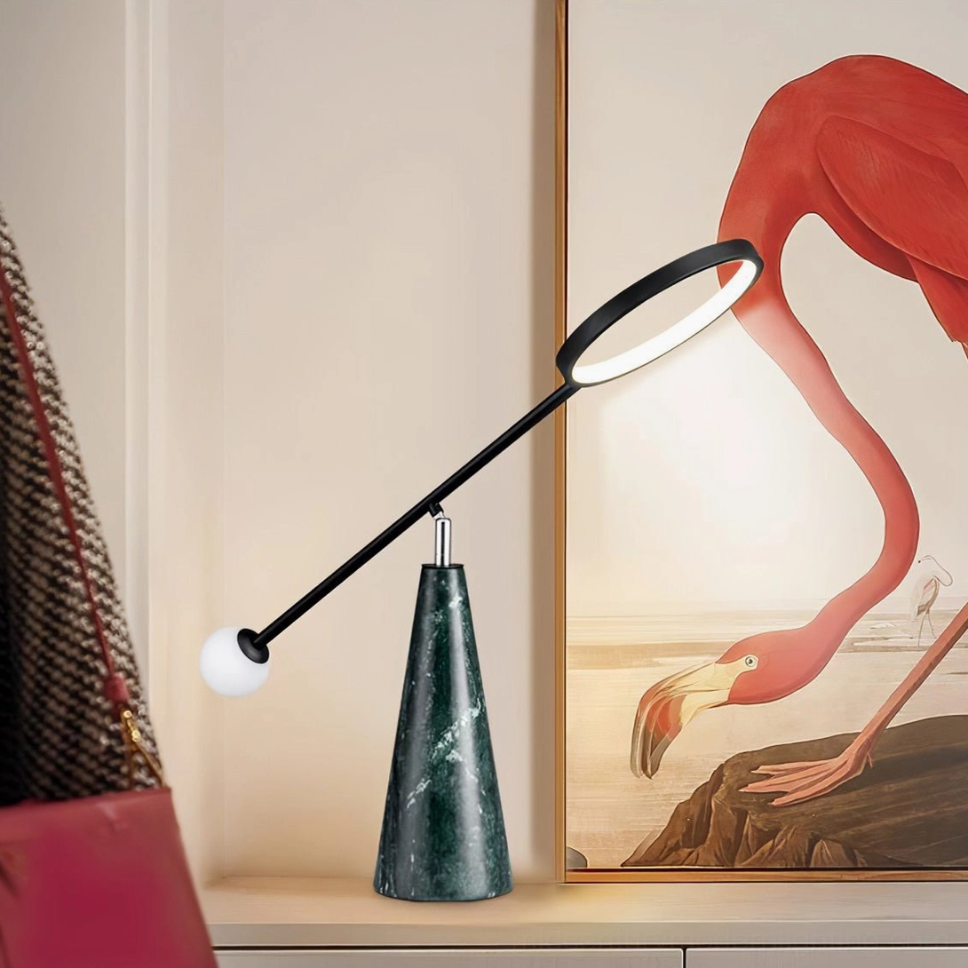 Orbit modern table lamp side profile showing geometric design and proportions