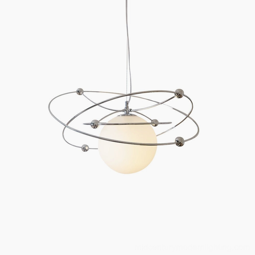 Compact orbital pendant light 40cm diameter - mid-century modern chrome ceiling lamp variant