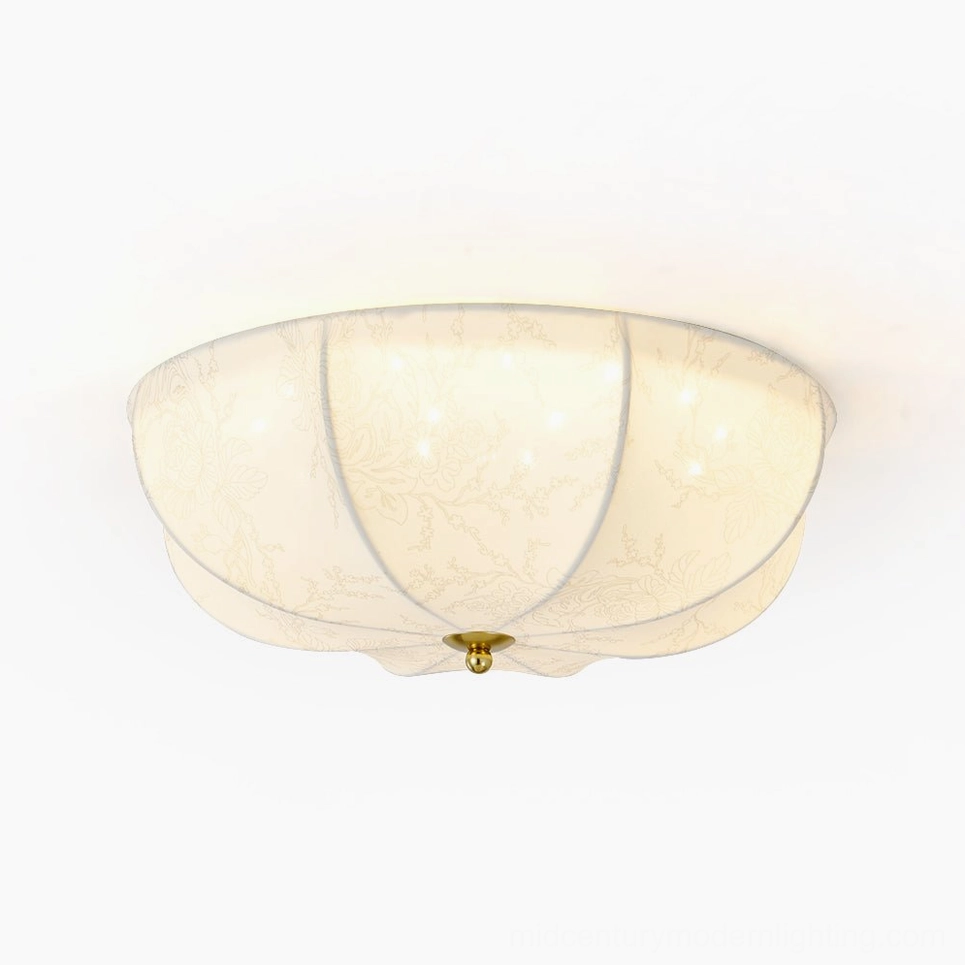 Orchid fabric ceiling light integrated LED technology providing efficient warm and cool light temperature options for any space