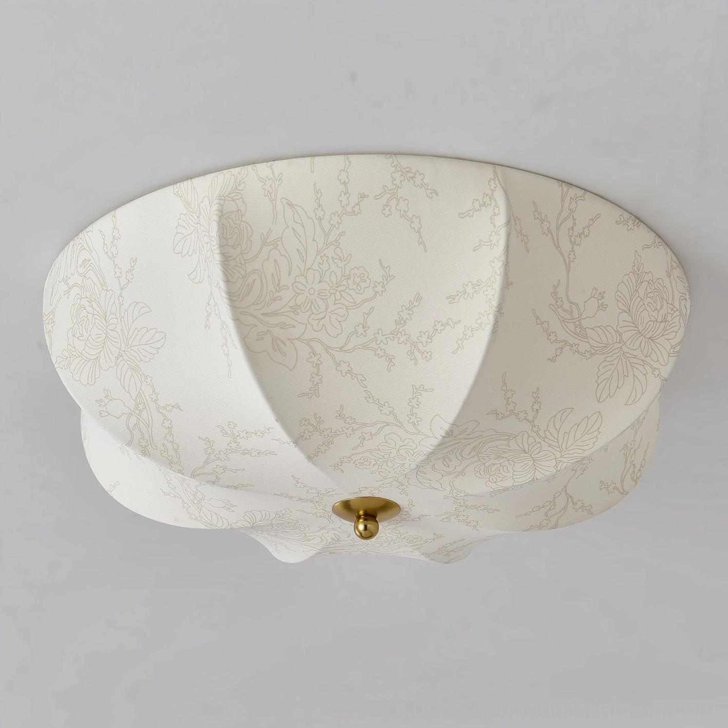 Orchid fabric ceiling light showcasing cool light temperature in contemporary minimalist interior design setting