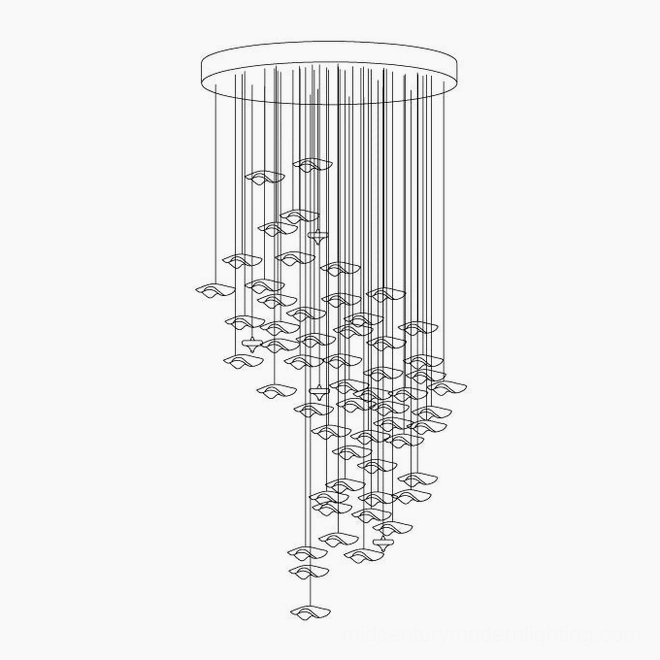 Organic form fluid glass chandelier mid century modern inspired sculptural lighting