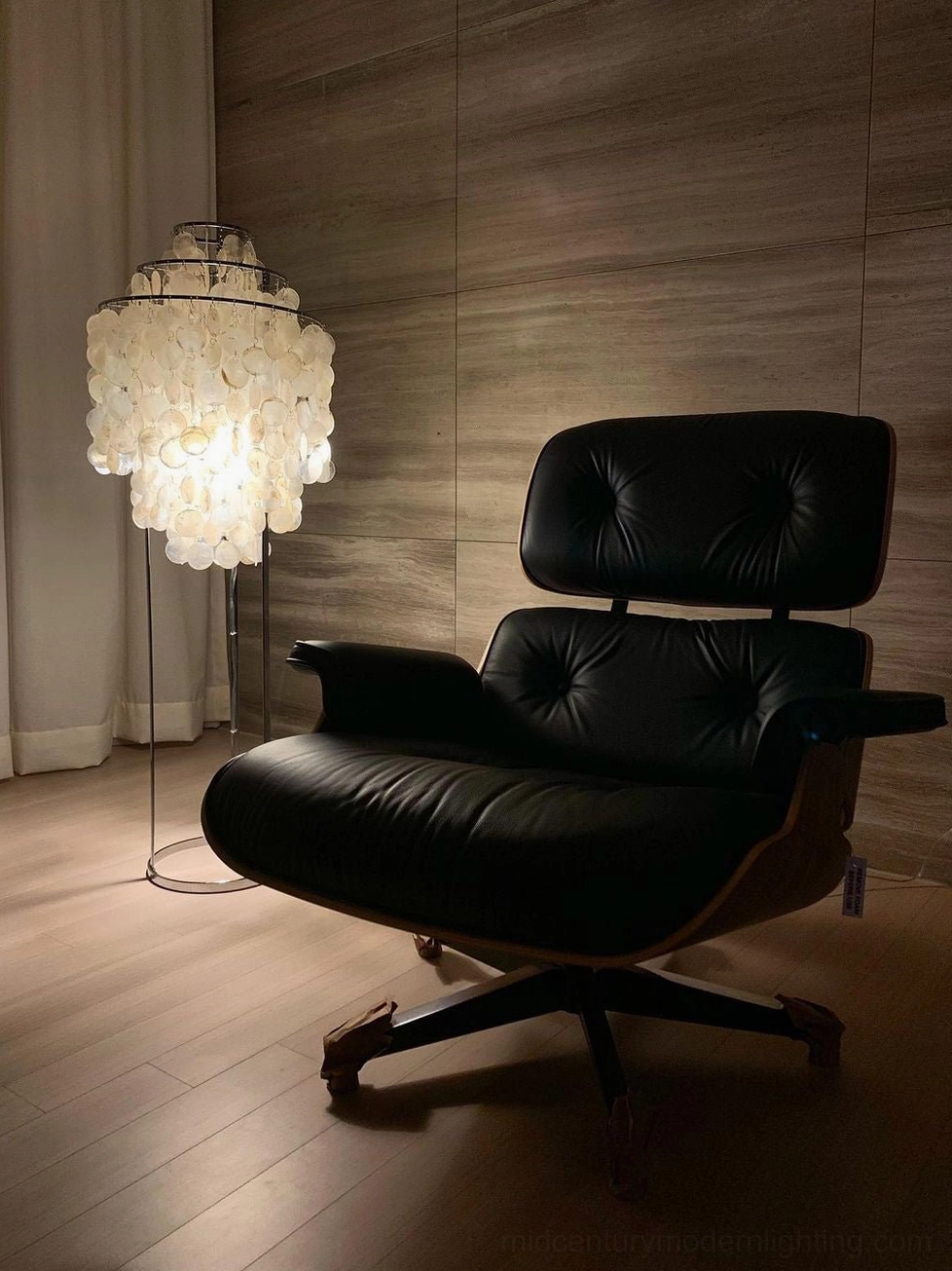 Shell floor lamp organic modernism design aesthetic with natural material emphasis