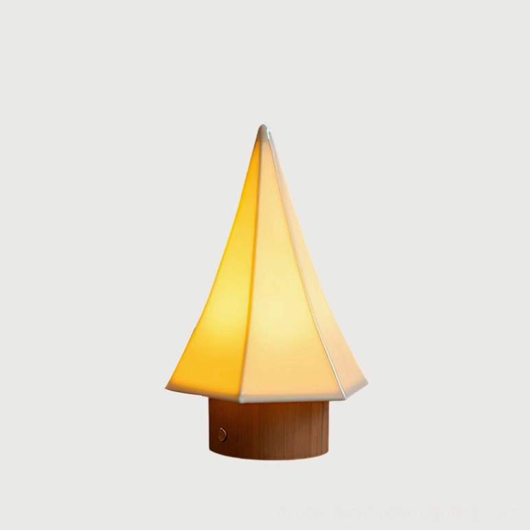 Orlo ceramic table lamp Model C mid-size proportion white ceramic stacked glass shade