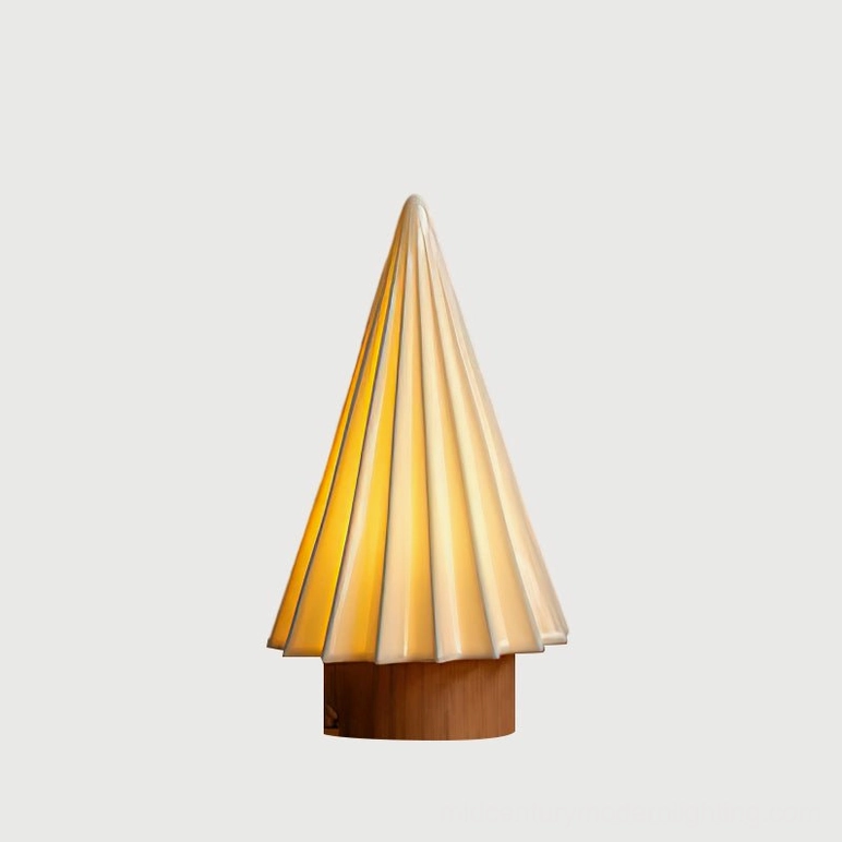 Orlo ceramic table lamp Model D compact classic proportions white ceramic wood finish base
