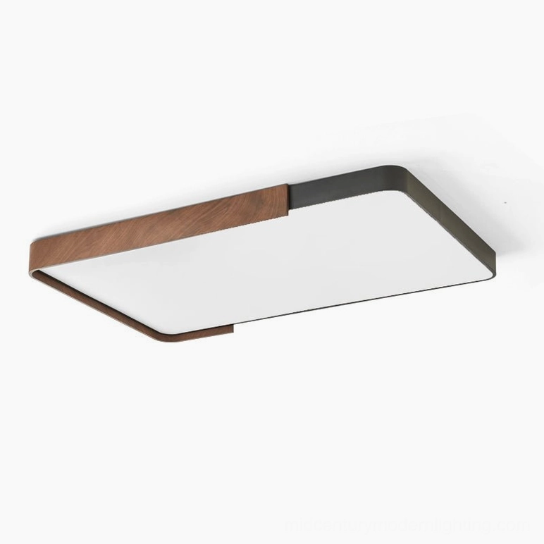 Orren mid-century modern rectangular ceiling light black walnut color warm light flush mount