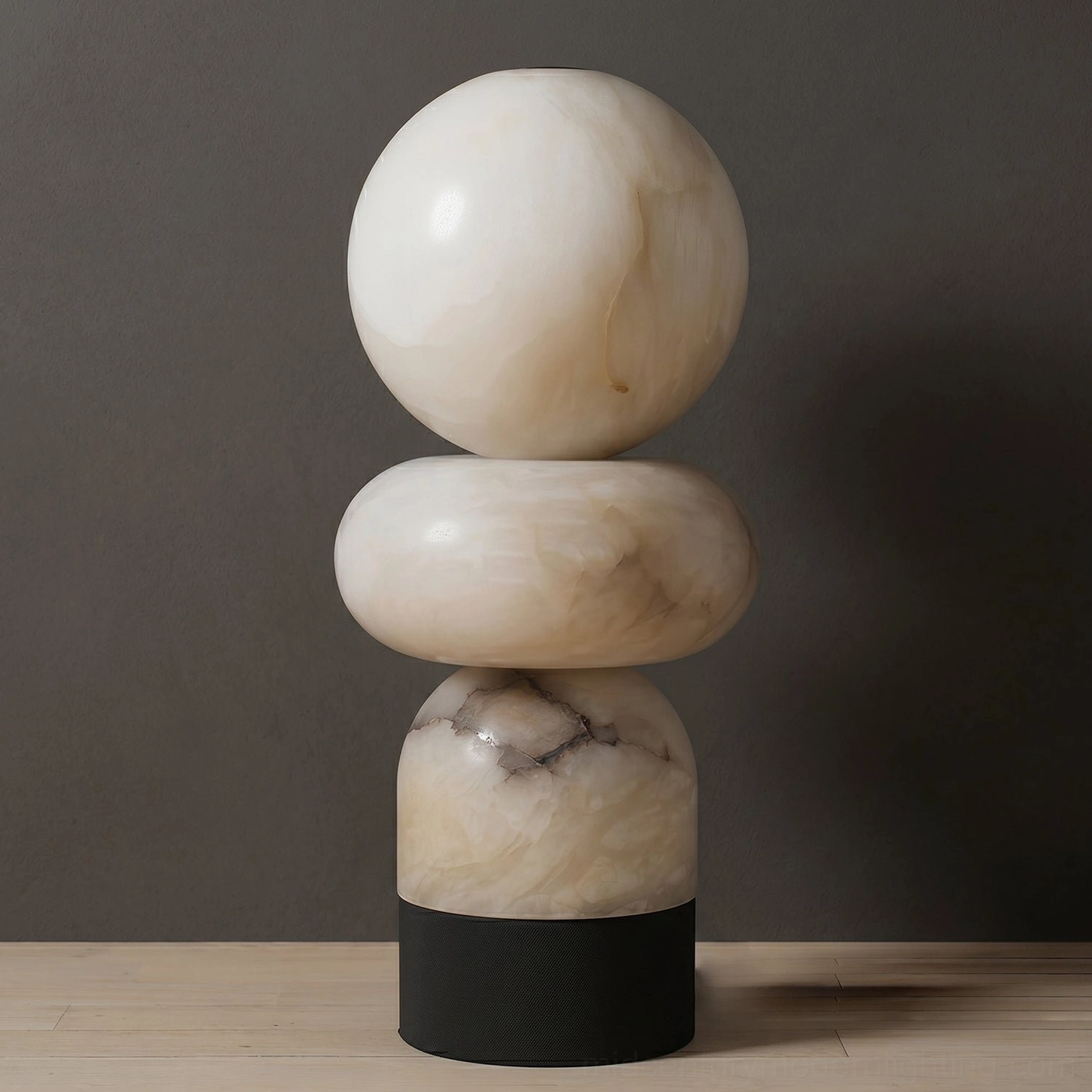 Orso natural alabaster stacked lamp complete product with cord and base