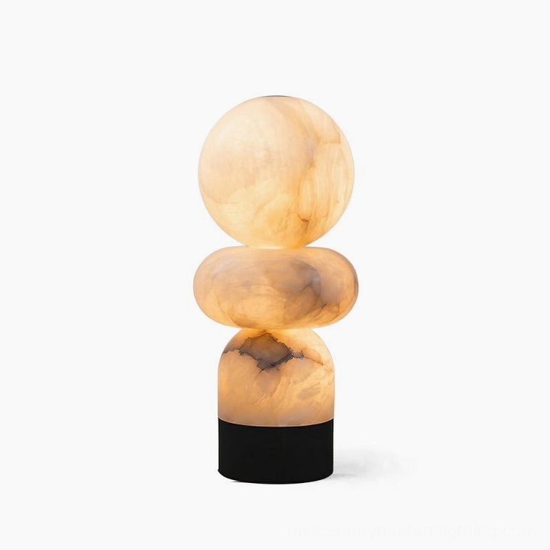 Orso alabaster stacked table lamp large size white natural stone