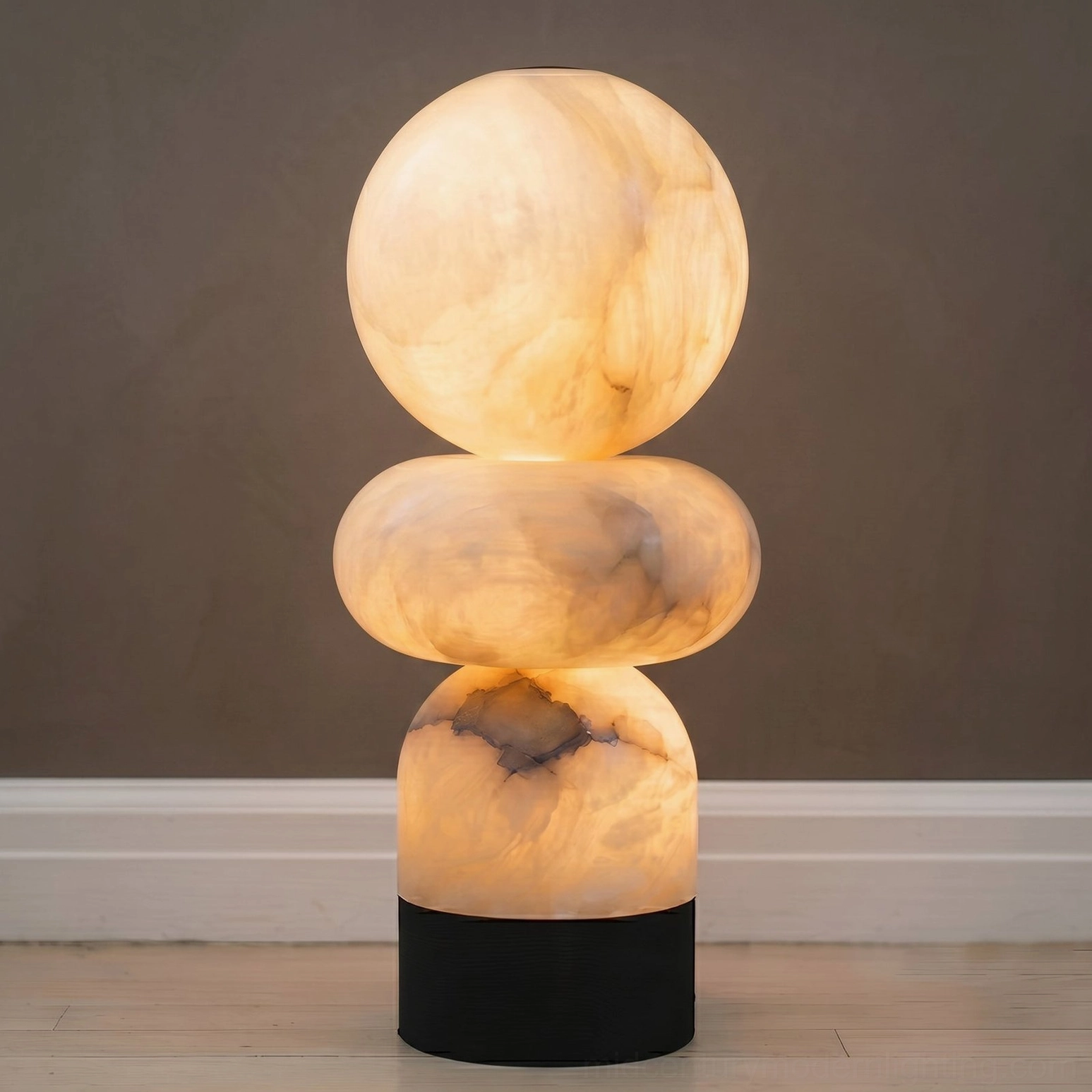 Orso alabaster lamp side profile sculptural form and proportions