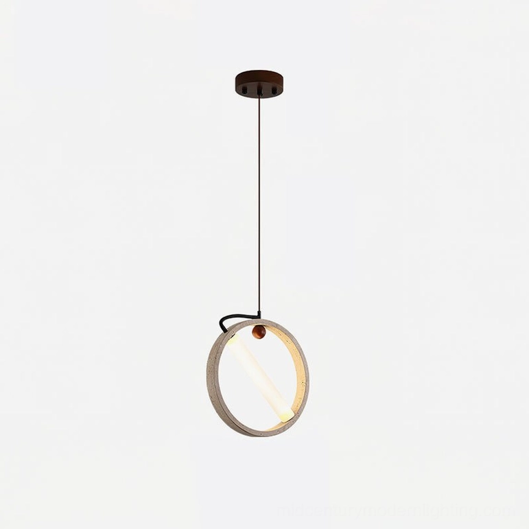 Orvion travertine pendant light in beige and walnut finish ready for modern home installation