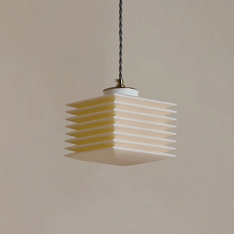 Small pagoda pendant lamp 6.3 inches diameter white modern pendant fixture with brass accents