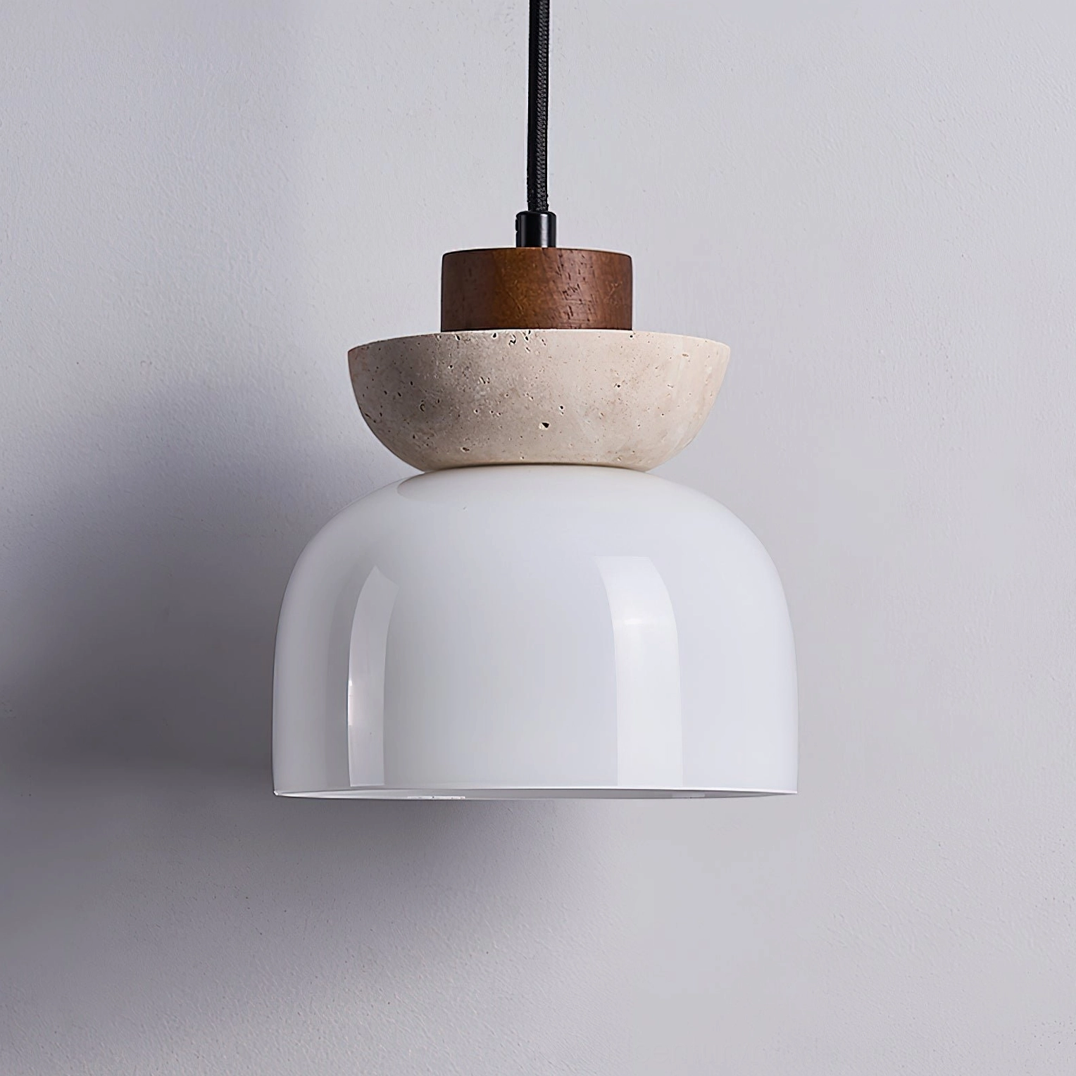 Palak pendant light design showing natural travertine stone texture imperfection wabi-sabi philosophy detail