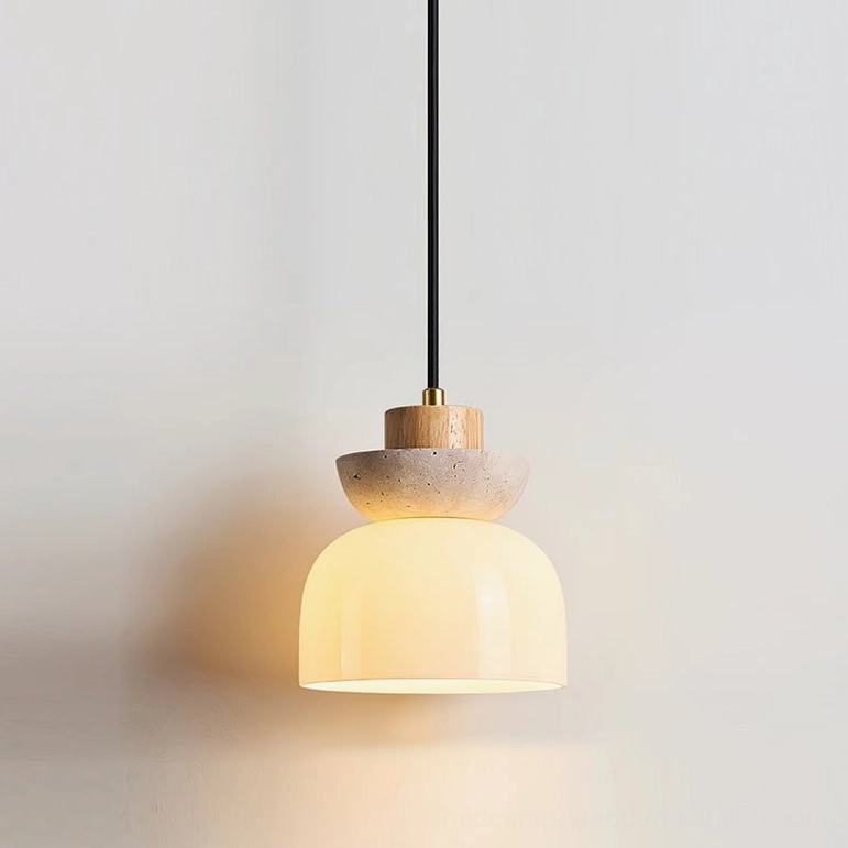 Single Palak pendant light wood beige white color scheme natural light Scandinavian aesthetic soft glow
