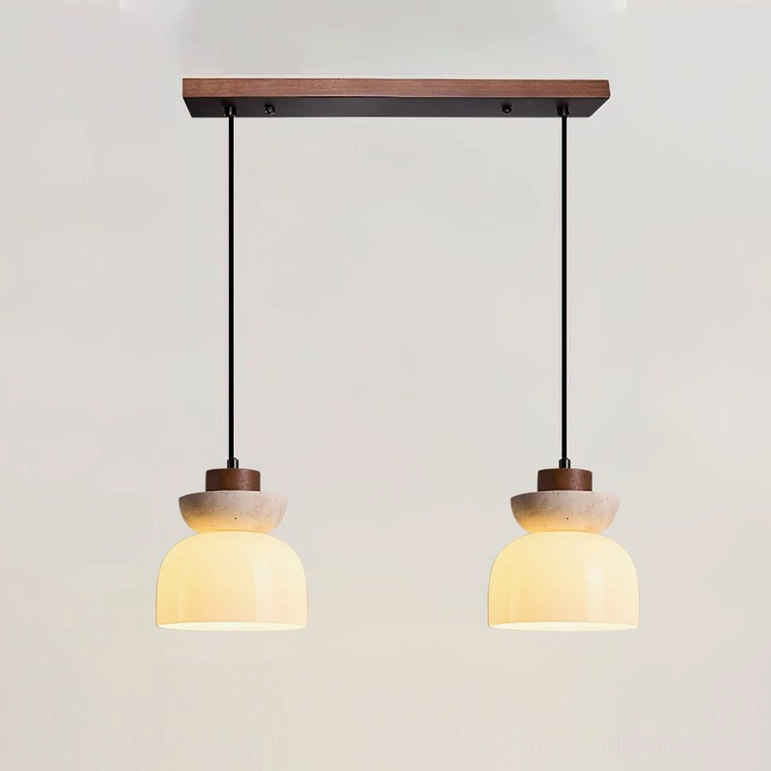 Palak dual pendant lights walnut beige white color combination warm sophisticated minimalist interior